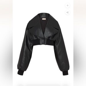 BRAND NEW REVERSIBLE FAUX LEATHER BOMBER IN BLACK
